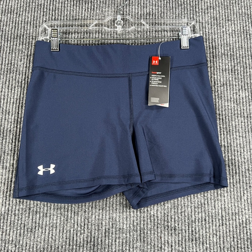 Under Armour HeatGear Compression Shorts Womens Large‎ Navy Blue Training New